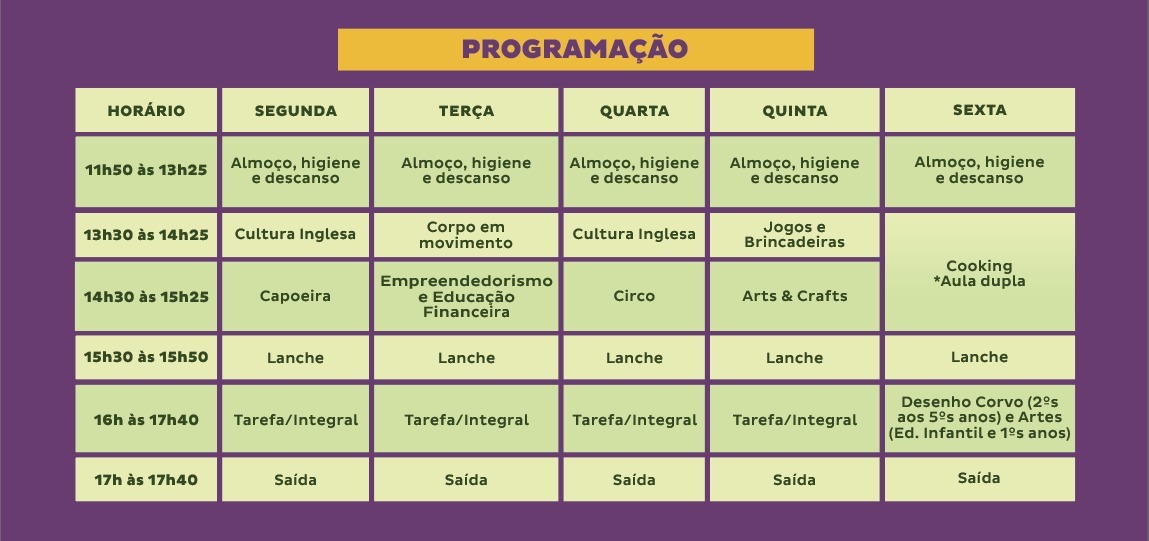 Programação K+ Período Integral » Colégio Koelle